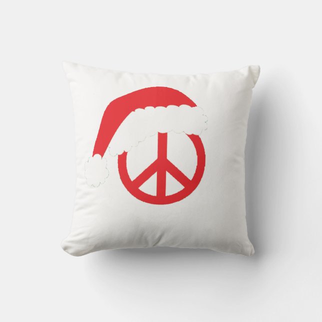 Santa Peace Sign Ho Ho Ho mit Weihnachtsmannmütze Kissen (Vorderseite)