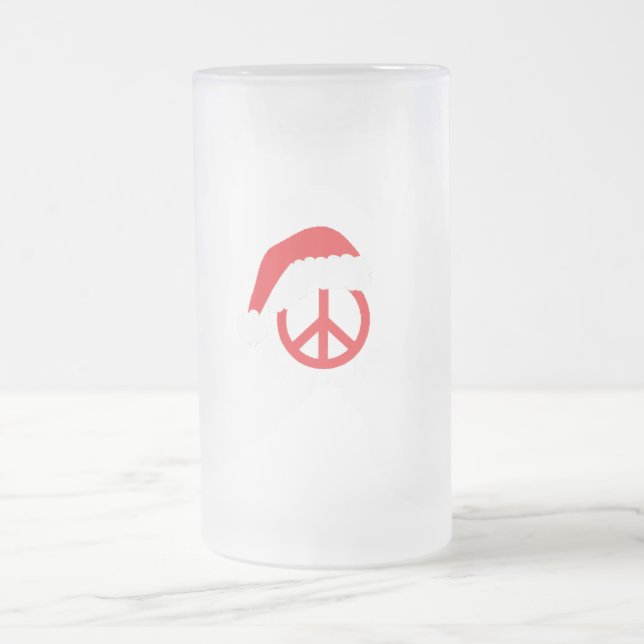Santa Peace Sign Ho Ho Ho mit Weihnachtsmannmütze Mattglas Bierglas (Mittel)