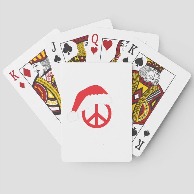 Santa Peace Sign Ho Ho Ho mit Weihnachtsmannmütze Spielkarten (Rückseite)