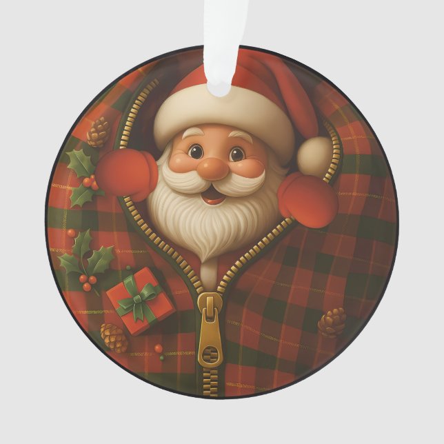Santa Peekaboo Cozy Christmas Ornament (Vorderseite)