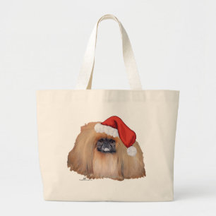Santa Pekingese Jumbo Stoffbeutel