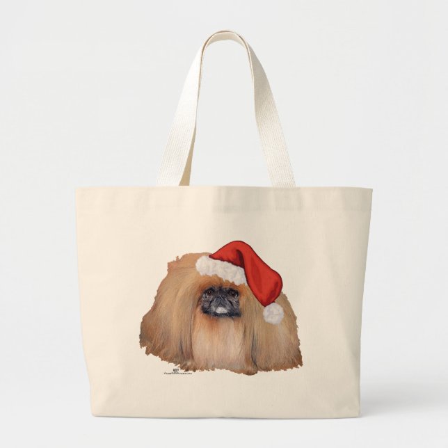 Santa Pekingese Jumbo Stoffbeutel (Vorne)