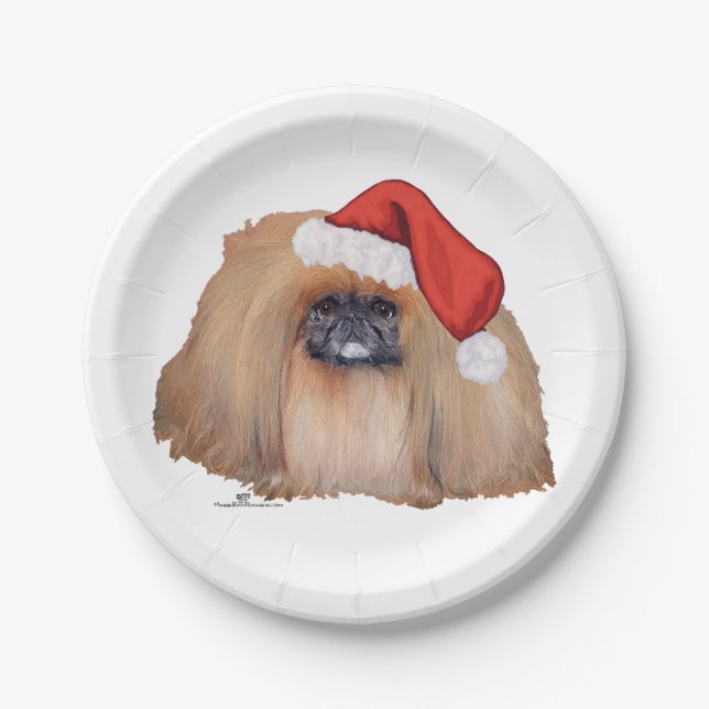Santa Pekingese Pappteller (Vorderseite)