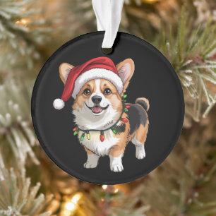 Santa Pembroke Welsh Corgi Weihnachtsbaum Lichter Ornament