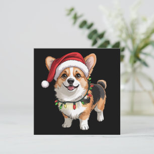 Santa Pembroke Welsh Corgi Weihnachtsbaumlichter Einladung