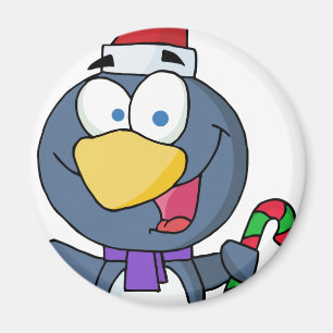Santa Penguin mit Candy Cane Magnet