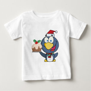 Santa Penguin mit Weihnachtskuchen Baby T-shirt