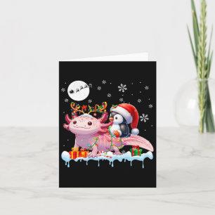 Santa Penguin Riding Axolotl Rentier Christmas Se Karte