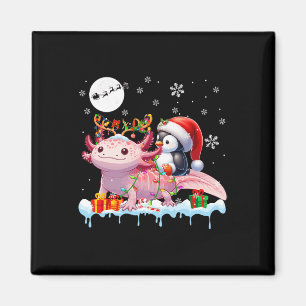 Santa Penguin Riding Axolotl Rentier Christmas Se Magnet