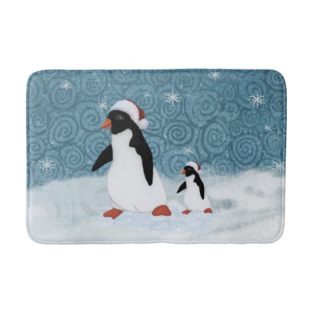 Santa Penguins Bath Mat Badematte (Vorderseite)