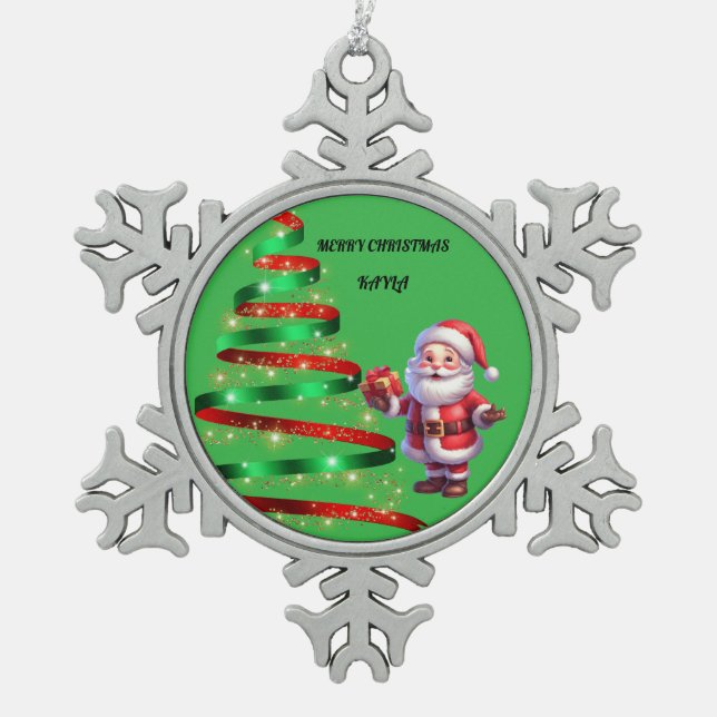 SANTA PEWTER SNOWFLAKE ORNAMENT (Vorderseite)
