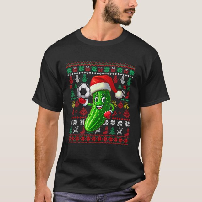 Santa Pickle Soccer Xmas Spieler Veganer Sweet T-Shirt (Vorderseite)