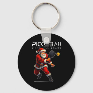 Santa-Pickleball-Schläger schwingender Weihnachtsf Schlüsselanhänger