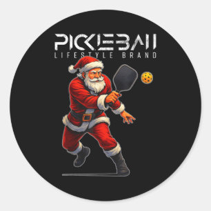 Santa Pickleball schwingt Paddle Weihnachten Urlau Runder Aufkleber