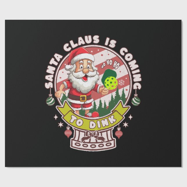 Santa Pickleball Weihnachten, Funny Santa Geschenkpapier (Flach)