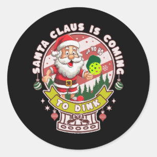 Santa Pickleball Weihnachten, Lustiger Santa Runder Aufkleber