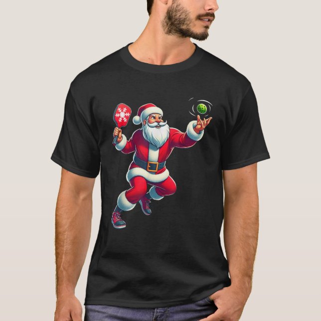 Santa Pickleball Weihnachtsfrauen Männer Kinder We T-Shirt (Vorderseite)