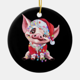 Santa Pig Weihnachtslicht Glühwein Weihnachten Keramik Ornament