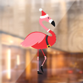Santa Pink Flamingo Weihnachten Fensteraufkleber