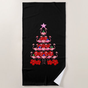 Santa Pink Flamingo Weihnachtsbaum Strandtuch