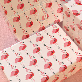 Santa Pink Flamingo Weihnachtsfeiertag Muster Geschenkpapier