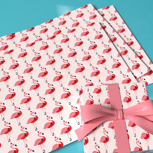 Santa Pink Flamingo Weihnachtsfeiertag Muster Geschenkpapier Set