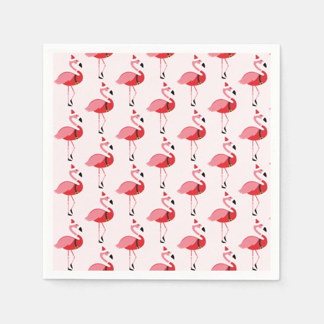 Santa Pink Flamingo Weihnachtsfeiertag Muster Serviette (Vorderseite)
