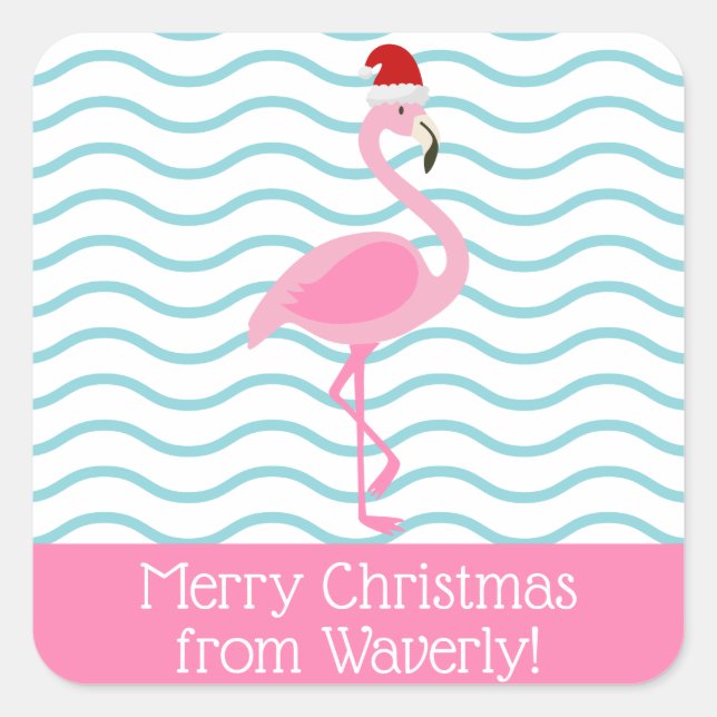 Santa Pink Flamingo Weihnachtsgeschenke Stickers (Vorderseite)