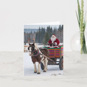 Santa Pinto Zugpferd Geweih Bunter Wagen  Karte