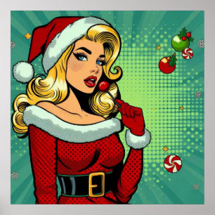 Santa Pinup: Pop Art Glamour Poster