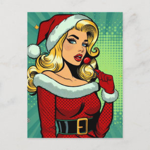 Santa Pinup: Pop Art Glamour Postkarte