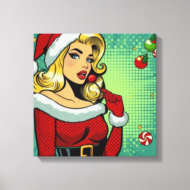 Santa Pinup: Pop Leinwanddruck (Vorderseite)