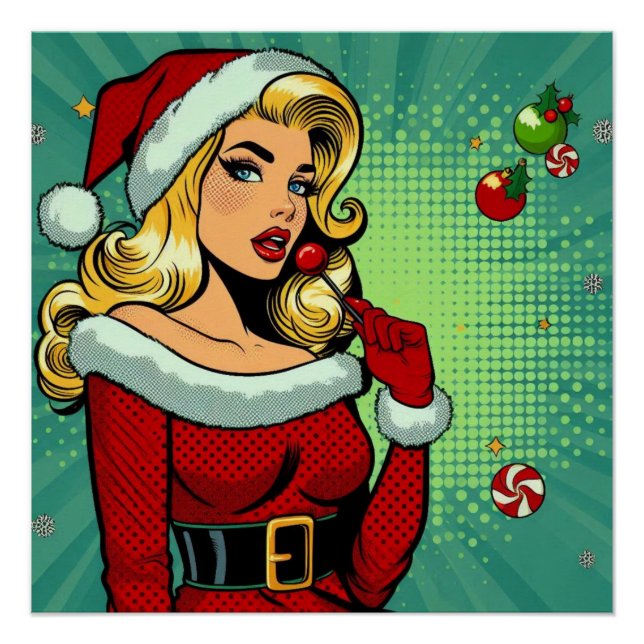 Santa Pinup: Pop Poster (Vorderseite)