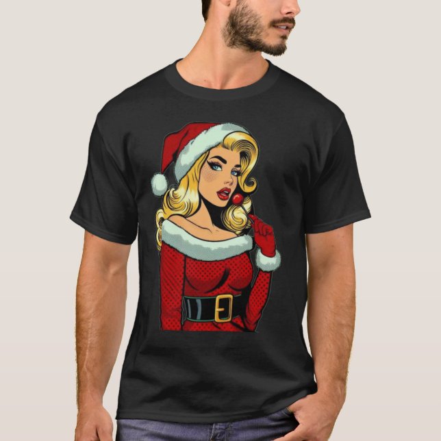 Santa Pinup: Pop T-Shirt (Vorderseite)