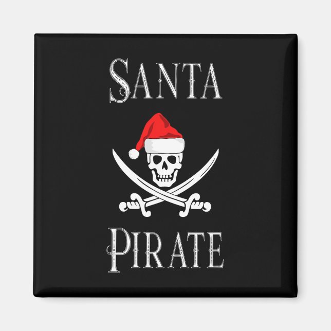Santa Pirate Skull Schwerter WeihnachtsHat Bootfah Magnet (Vorne)