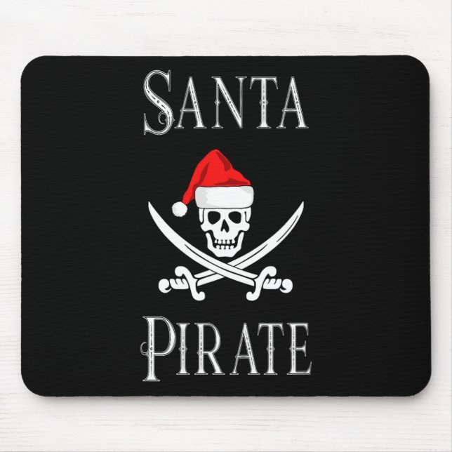 Santa Pirate Skull Schwerter WeihnachtsHat Bootfah Mousepad (Vorne)