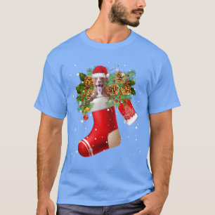 Santa Pitbull in Christmas Sock Pajama T-Shirt