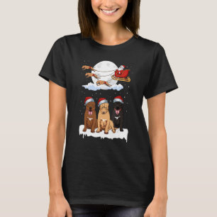 Santa Pitbull Reindeer Sleigh Christmas Pajama Dog T-Shirt