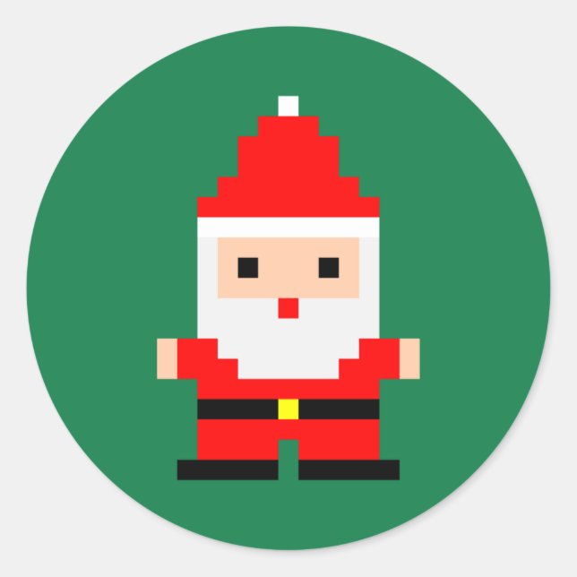 Santa Pixel Art 1 Runder Aufkleber (Vorderseite)
