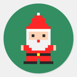 Santa Pixel Art 1 Runder Aufkleber