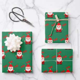 Santa Pixel Art 3 Geschenkpapier Set