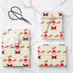 Santa Pixel Art Geschenkpapier Set