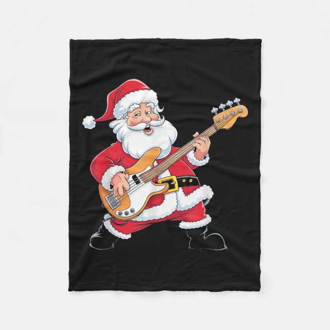 Santa Playing A B Guitar Xmas Christmas  Fleecedecke (Vorderseite)