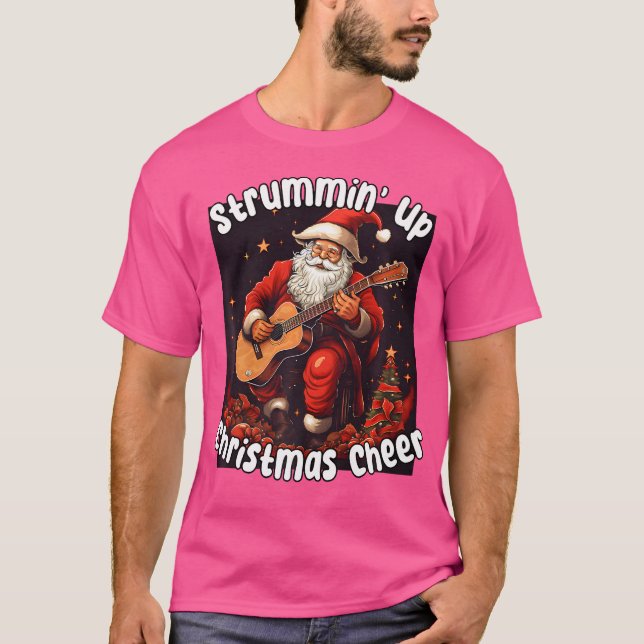 Santa Playing Acoustic Gitarre - Stürmen Sie Chris T-Shirt (Vorderseite)