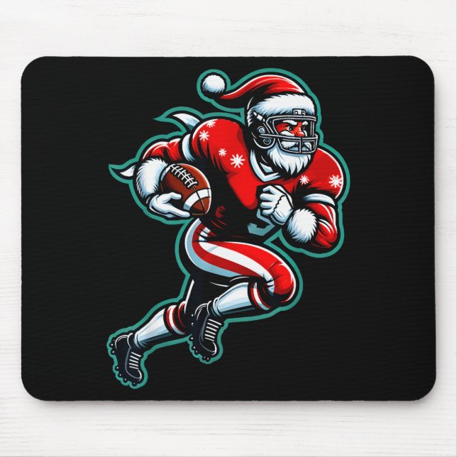 Santa Playing American Football Christmas Women Me Mousepad (Vorne)