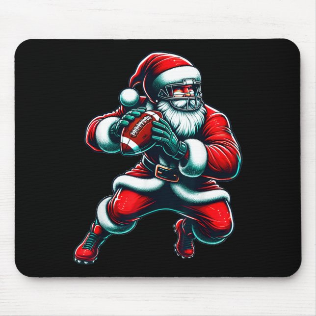 Santa Playing American Football Christmas Women Me Mousepad (Vorne)