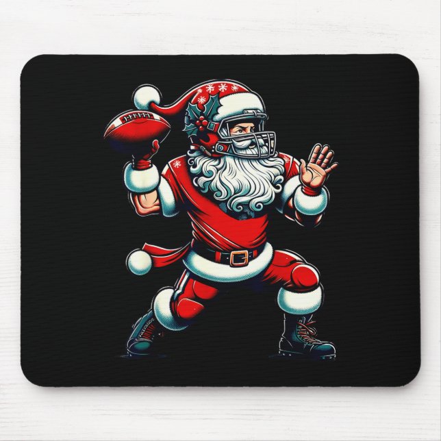 Santa Playing American Football Christmas Women Me Mousepad (Vorne)