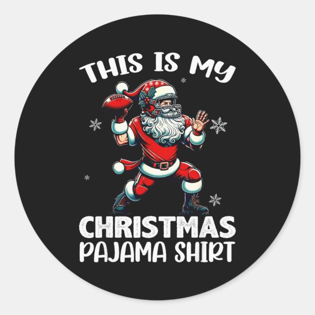 Santa Playing American Football, This Is My Christ Runder Aufkleber (Vorderseite)