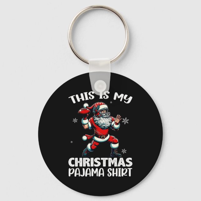 Santa Playing American Football, This Is My Christ Schlüsselanhänger (Vorderseite)