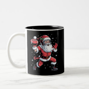 Santa Playing American Football Weihnachten Zweifarbige Tasse